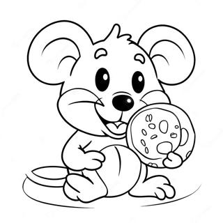 குக்கீயுடன் மகிழ்ச்சியான எலி வண்ணப் பக்கம் வண்ணப்படங்கள்